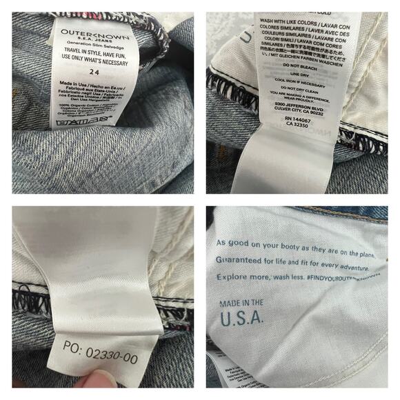 Outerknown S.E.A. Generation Selvedge Slim Jeans Size 24 - Picture 8 of 13